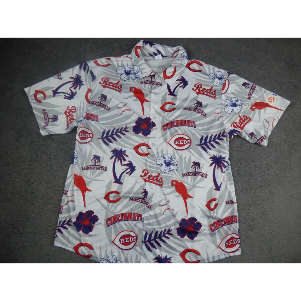 Cincinnati Reds MLB Margaritaville Hawaiian Shirt Mens XL White Tropical Button